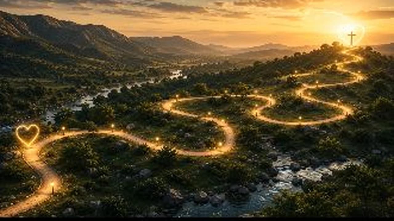 Paisaje panorámico del camino de Los 9 Pasos, del corazón a la cruz